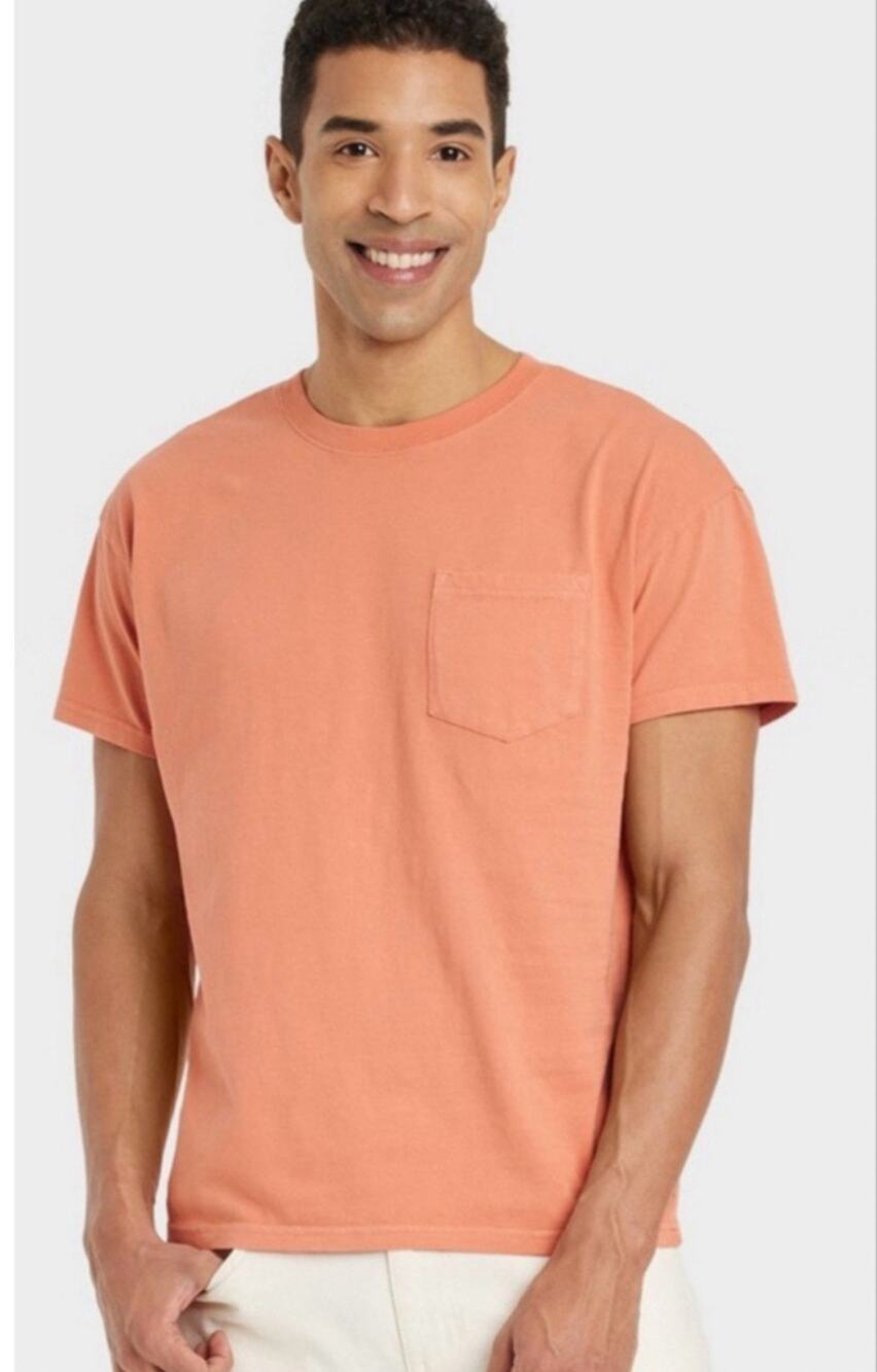 NWT Goodfellow & Co. Men's Relaxed Fit Short Sleeve Shirt Orange Size Large